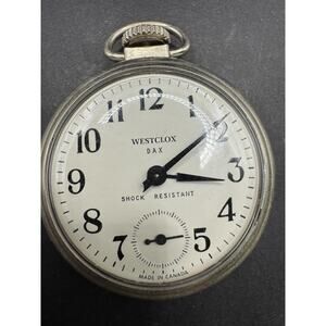 Vtg Westclox Dax Pocket Watch Shock Resistant Mechanical 45mm Silver Tone Works